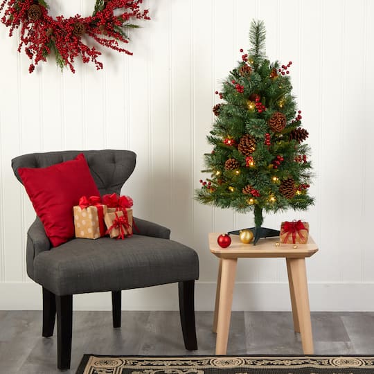 3ft. Pre-Lit Norway Mixed Pine Artificial Christmas Tree, Clear LED Lights